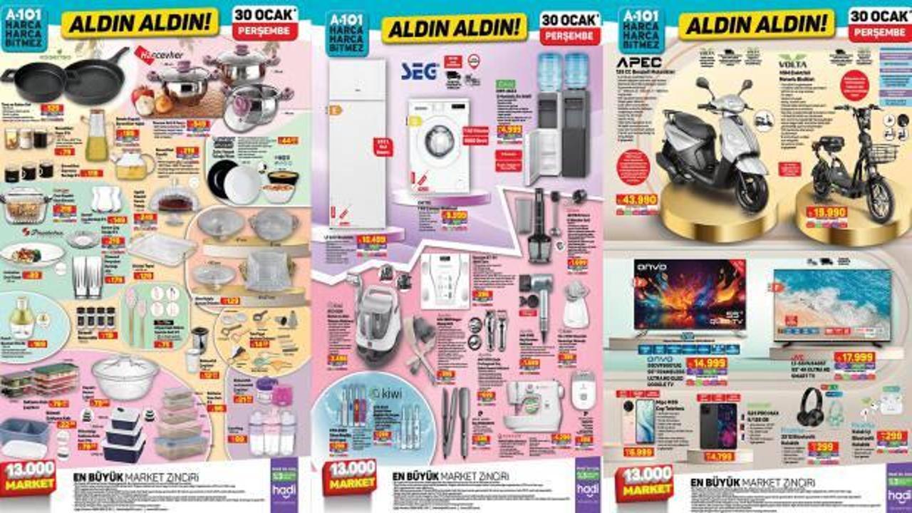 A101 30 Ocak aktüel ürünler kataloğu! Yemek tabağı, kase, tüy toplama rulosu, duvar saati, baharatlık...