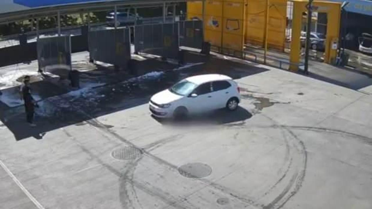 Akaryakıt istasyonunda drift atan sürücüye 32 bin TL ceza; o anlar kamerada