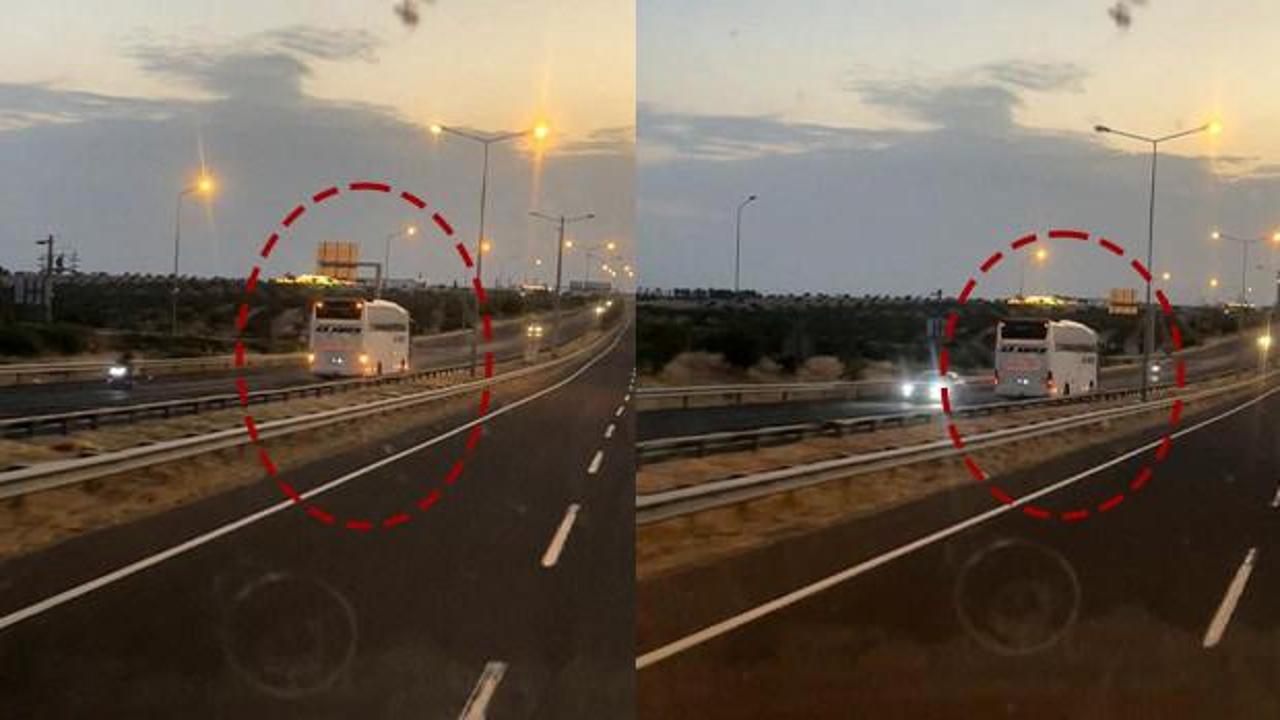 Otoyolda yürekleri ağza getiren anlar! Yolcu otobüsü ters yönde ilerledi!