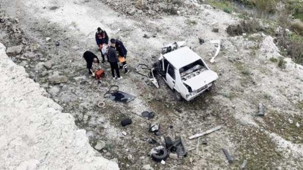 Şarampole uçan otomobilin sürücüsü yaralandı