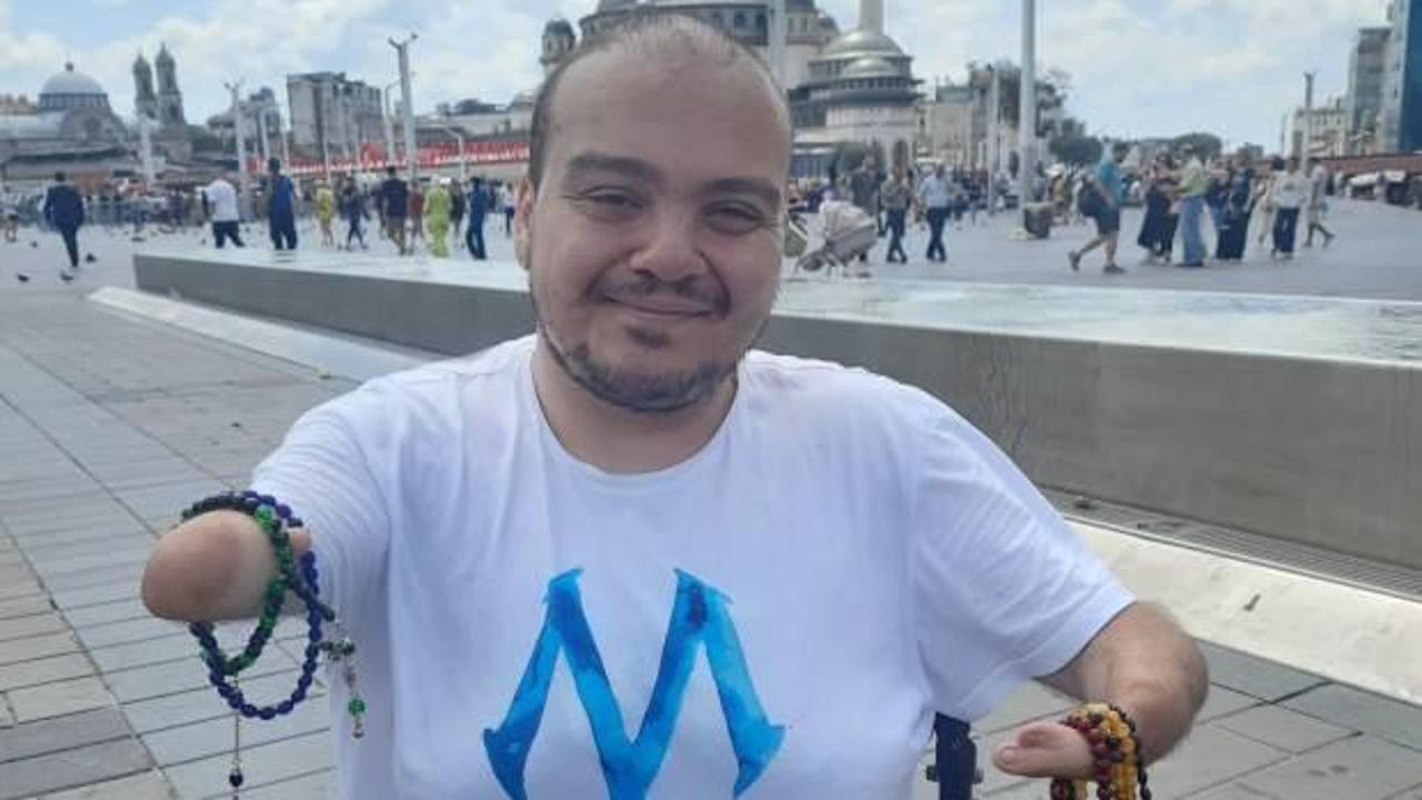 Tesbih satarak geçimini sağlayan engelli gencin akülü arabasını çaldılar